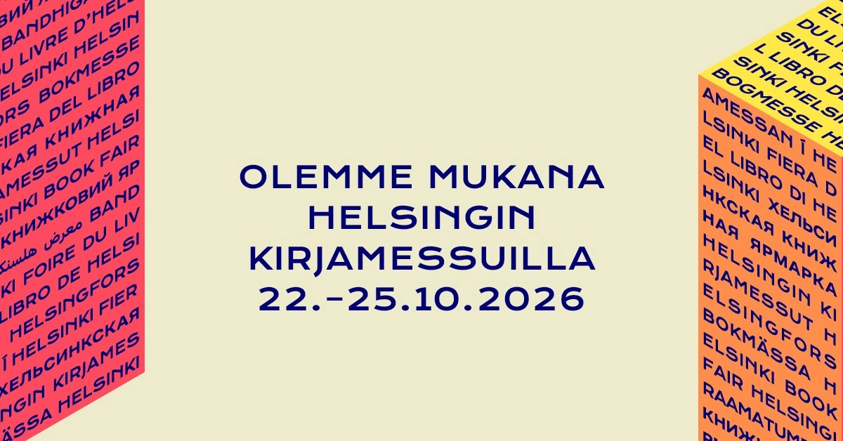 Banneri: Olemme mukana Helsingin kirjamessuilla 22.-25.10.2026.
