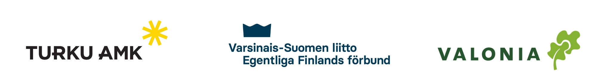 Logoja: Turun ammattikorkeakoulu, Varsinais-Suomen liitto ja Valonia