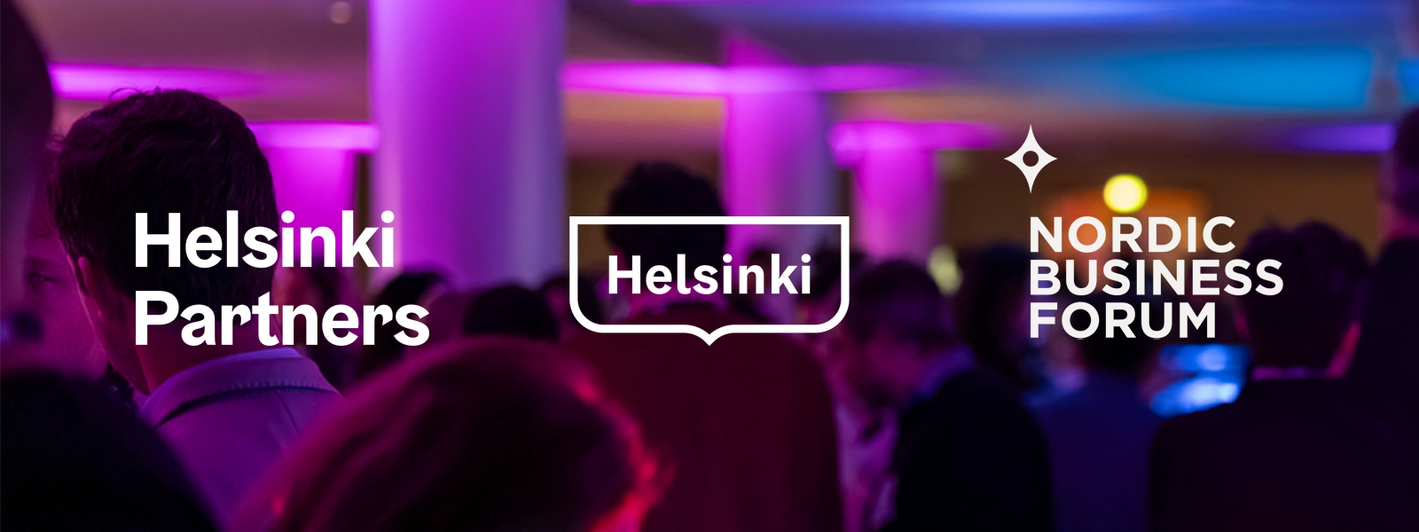 Event banner with the logos of Helsinki, NBF and Helsinki Partners
