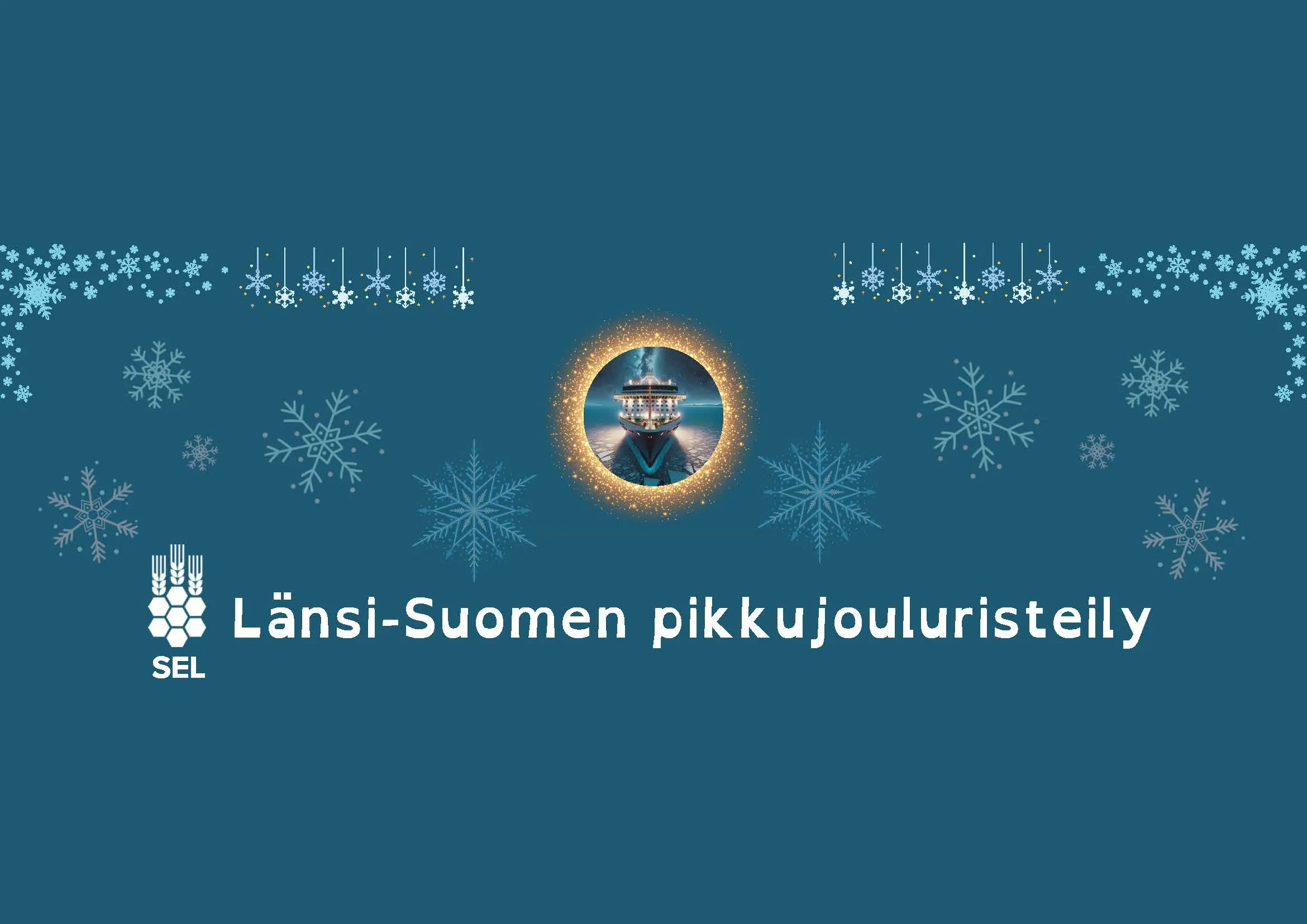 sinisellä pohjalla laiva 